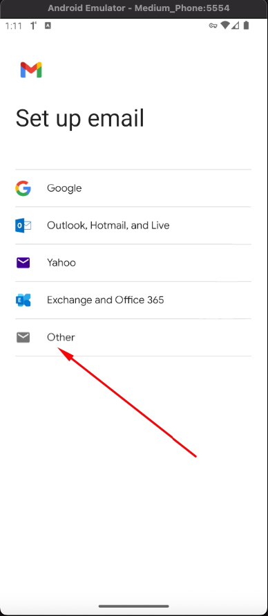 Pilihan provider email dan Other