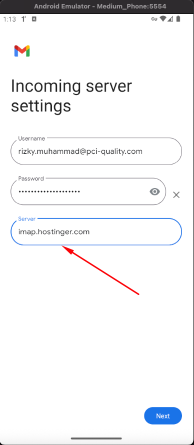 Konfigurasi incoming server